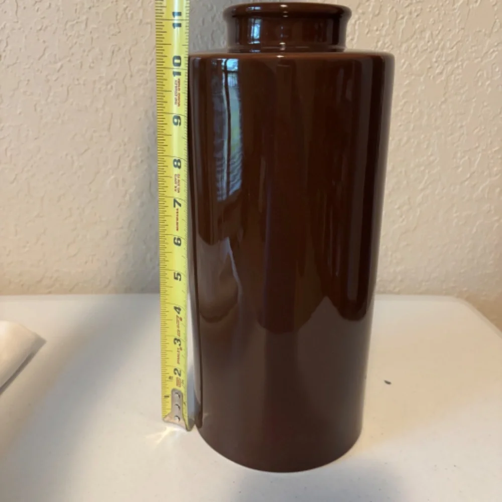 Pottery Barn Brown Glazed Flower Vase Modern Classic Floral Decorative